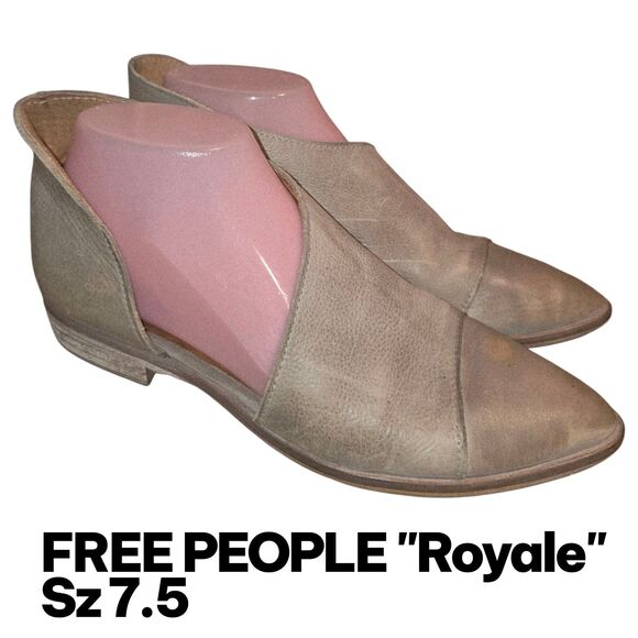 FREE PEOPLE ROYALE Sz 7.5 Brown Leather Bohemian Distressed Cut Out Ankle Boots - Picture 11 of 11